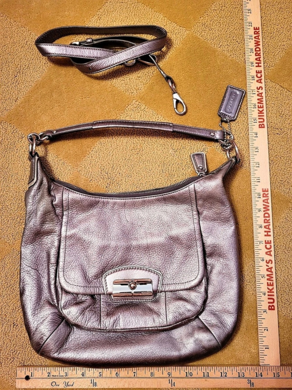 Coach Hobo Metallic Shoulder Bag in Pewter/silver